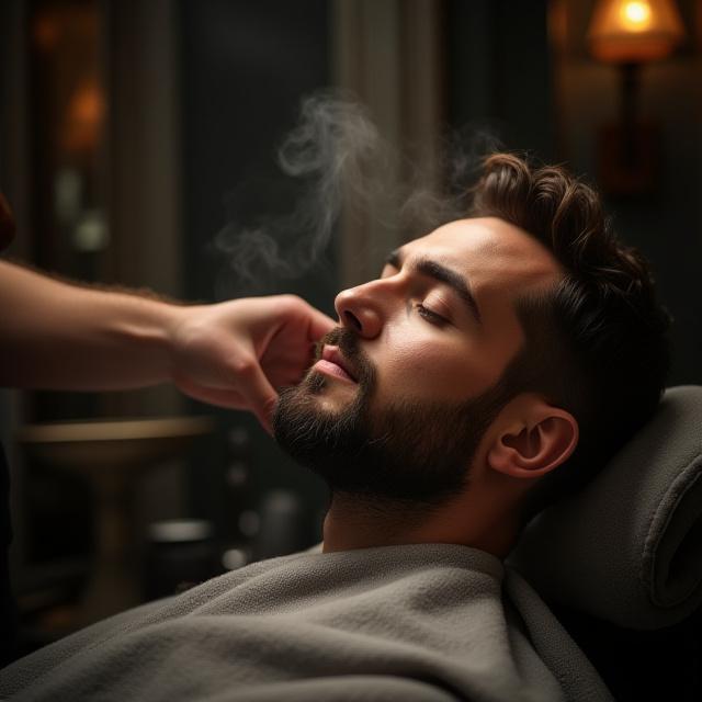 Afeitado tradicional con navaja y toalla caliente barbería