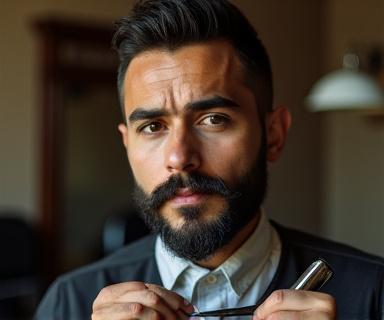 Barbero especialista afeitado tradicional navaja