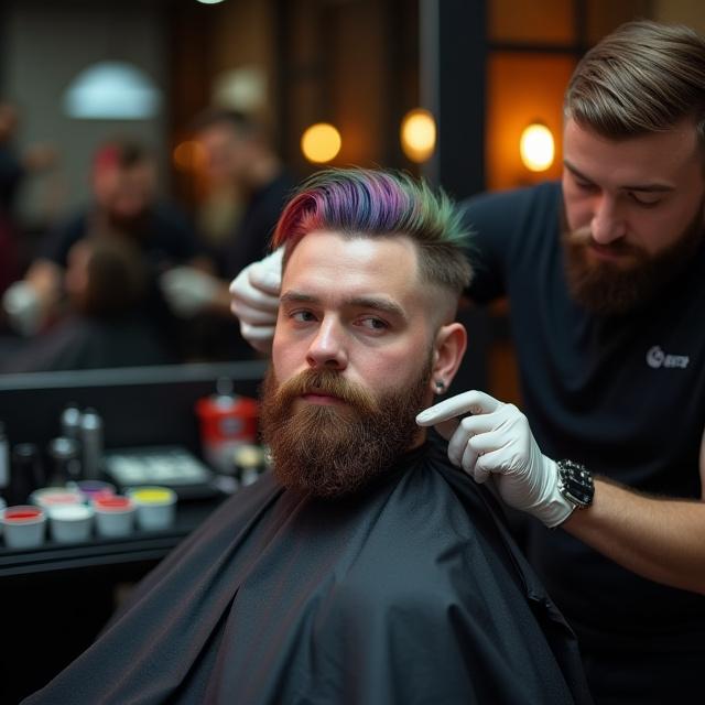 Coloración de cabello y barba técnicas modernas barbería